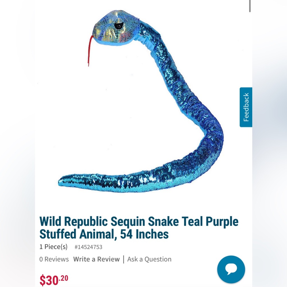 Sparkling Teal and Purple Snake Plush by Adventure Planet